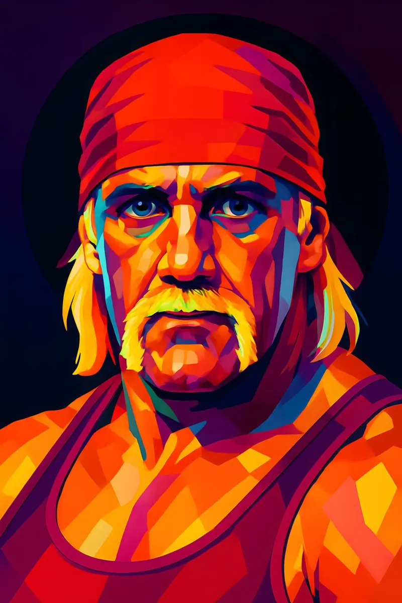 Hulk Hogan ritratto al neon wpap carta hahnemühle da BONANZA