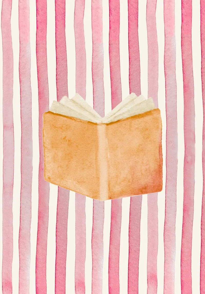 Libro aperto ad acquerello - Poster a strisce rosa poster da vintagepod