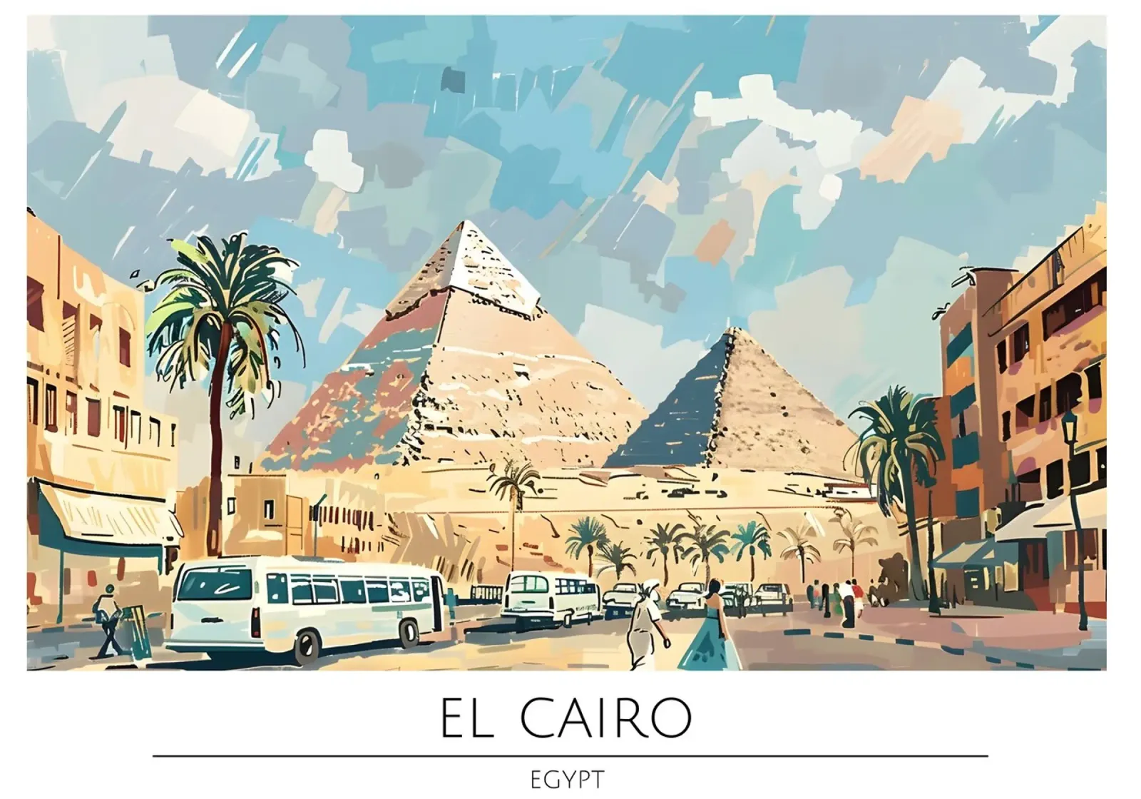 Poster di viaggio retrò Il Cairo Giza Piramidi poster con telaio in legno da homdeco