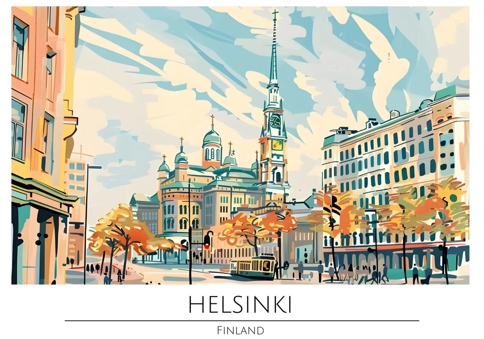 Kathedraal van Helsinki Retro Reisposter canvas met Baklijst van homdeco