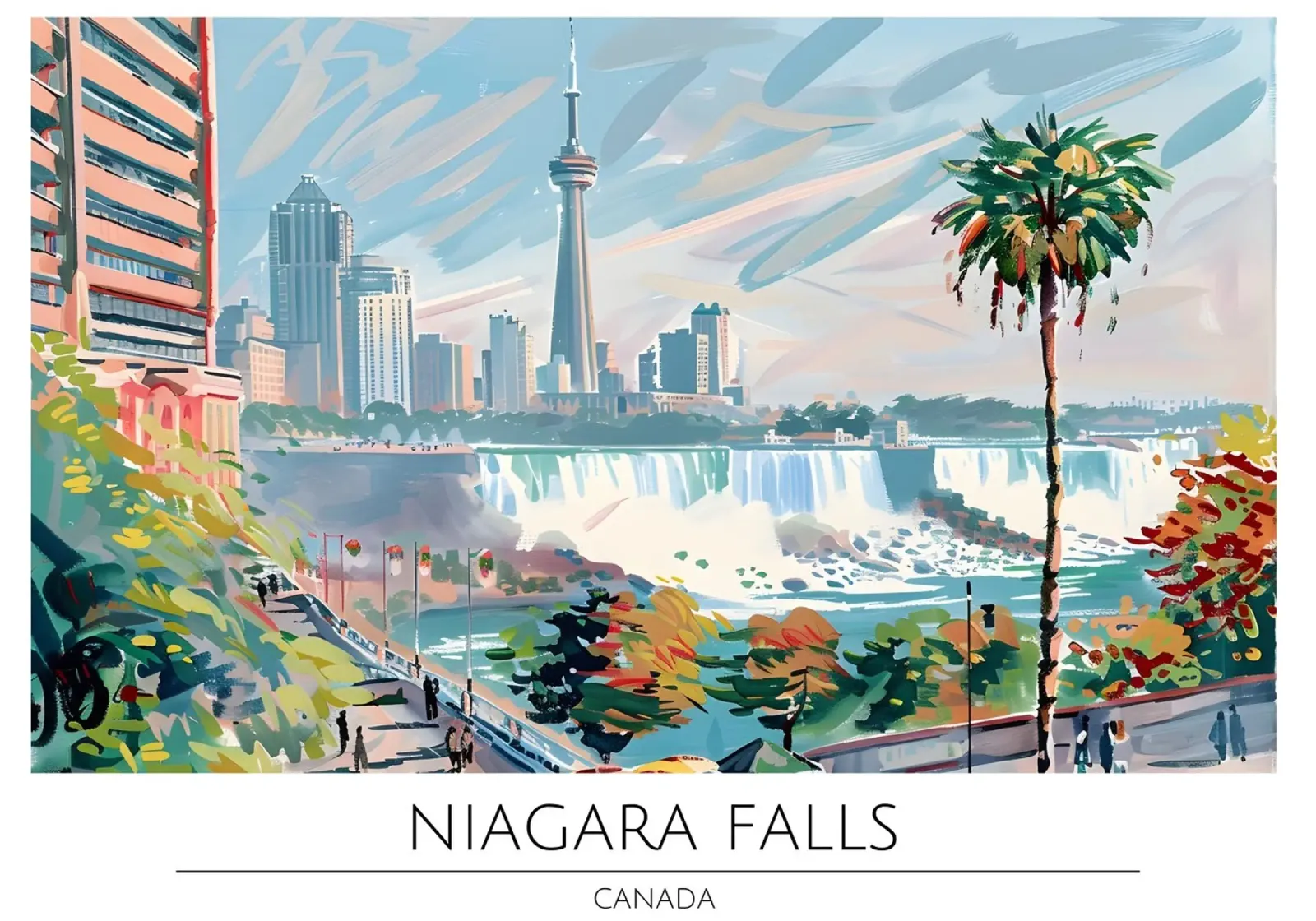 Niagara Falls Toronto Skyline Retro Poster poster con telaio in alluminio da homdeco