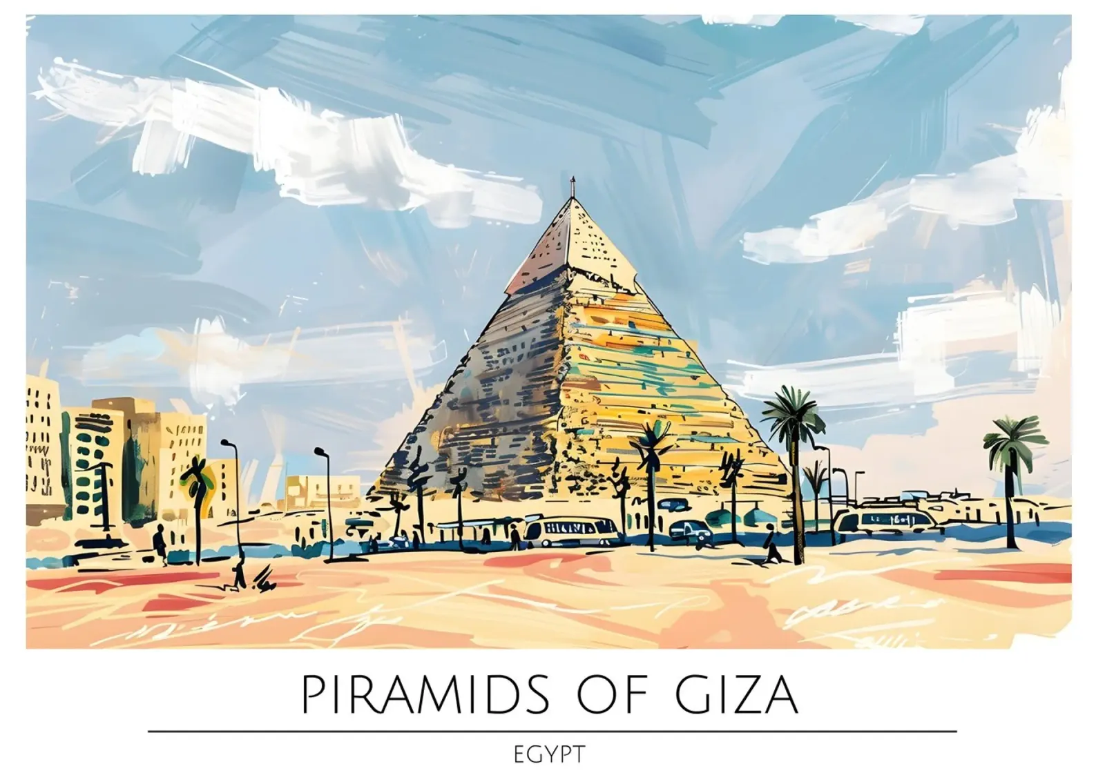Egypte Piramides van Gizeh Retro Reisposter canvas met Baklijst van homdeco