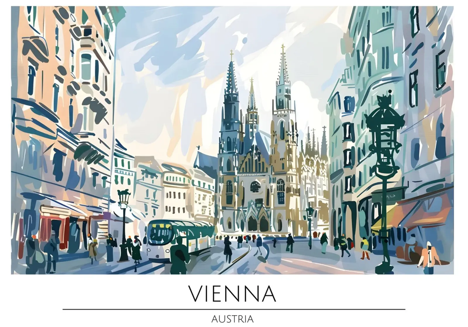 Wenen Votivkirche Retro Reisposter canvas met Baklijst van homdeco