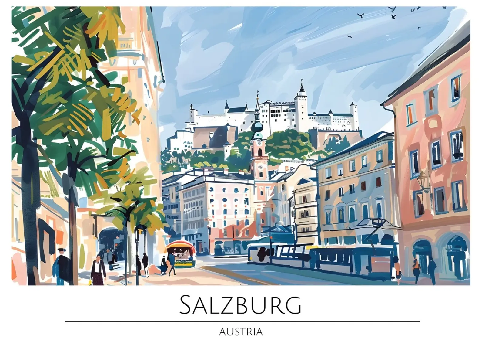 Poster retrò della fortezza di Salisburgo Hohensalzburg poster da homdeco
