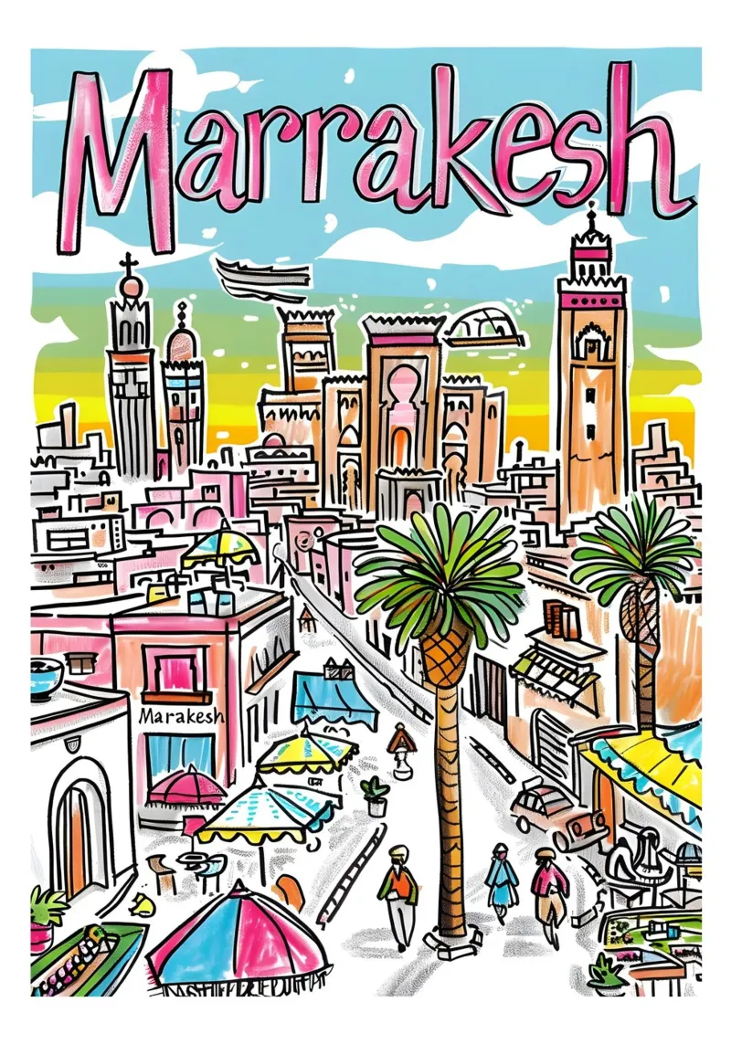 Poster della città di Marrakesh Marocco poster con telaio in alluminio da homdeco