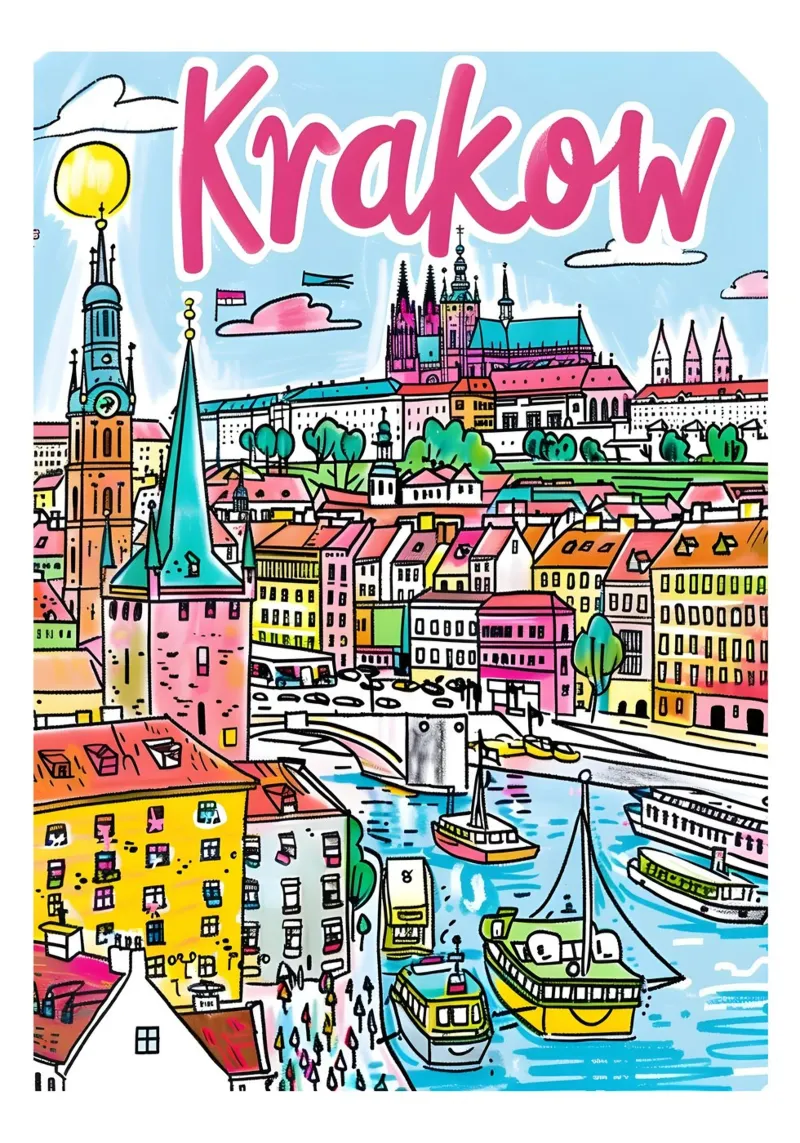 Krakau Kunstdruk, Polen Reisposter canvas met Baklijst van homdeco