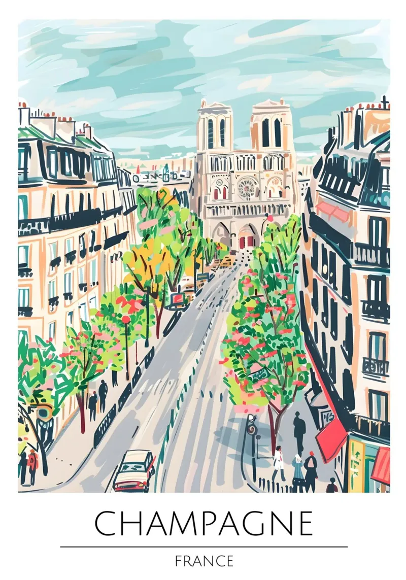 Paris Notre Dame Art Print, Impressionistische Stadsposter canvas met Baklijst van homdeco