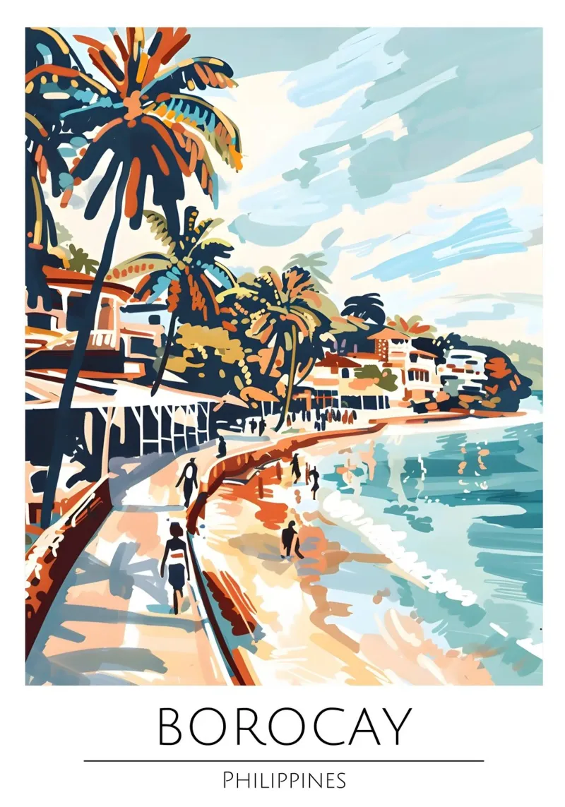 Boracay Filippine, stampa di viaggio sulla spiaggia tropicale poster da homdeco