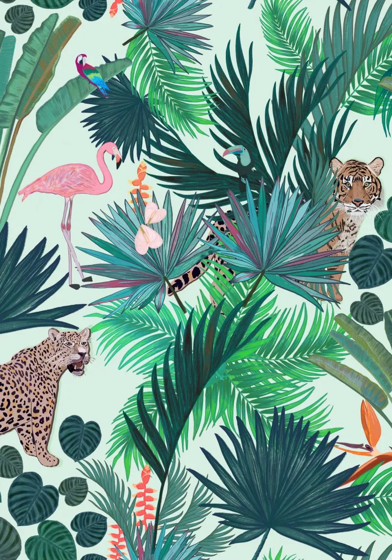Rain forest and tiger forest summer pattern canvas by gulsengunel