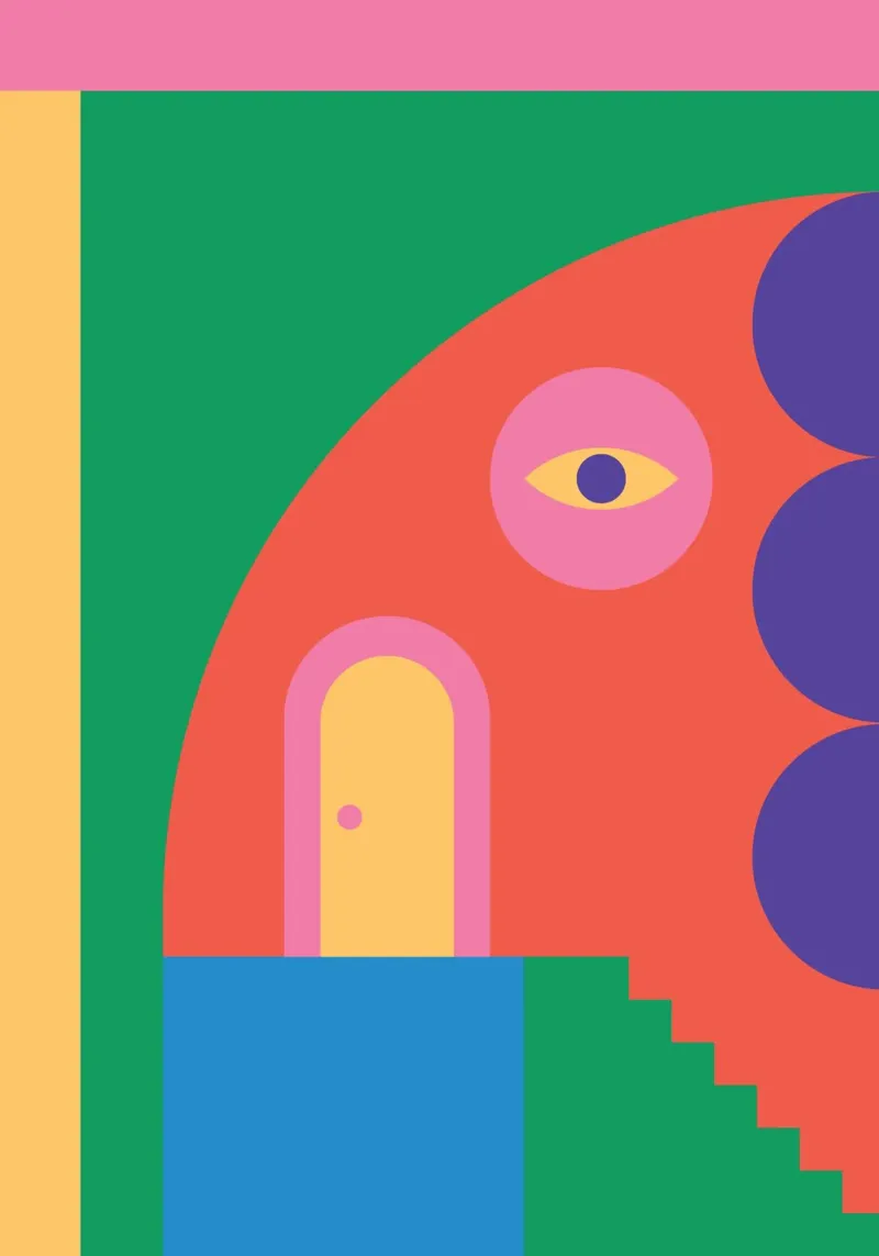 Retro Building Eye poster con marco de plástico de galihstudio
