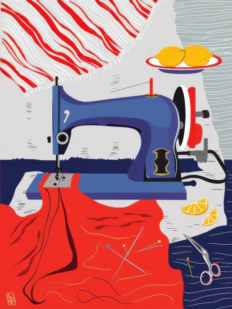 Machine à coudre Nature morte poster avec cadre en plastique de Irish Strokes