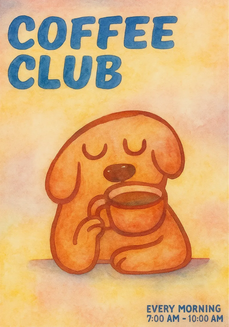 caffè club cane pittura poster con telaio in alluminio da bonangroads