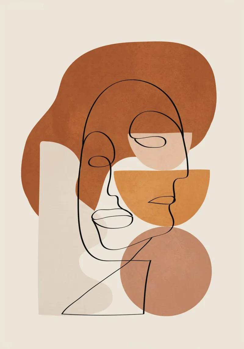 Abstract Clay Faces II poster con telaio in legno da cityart
