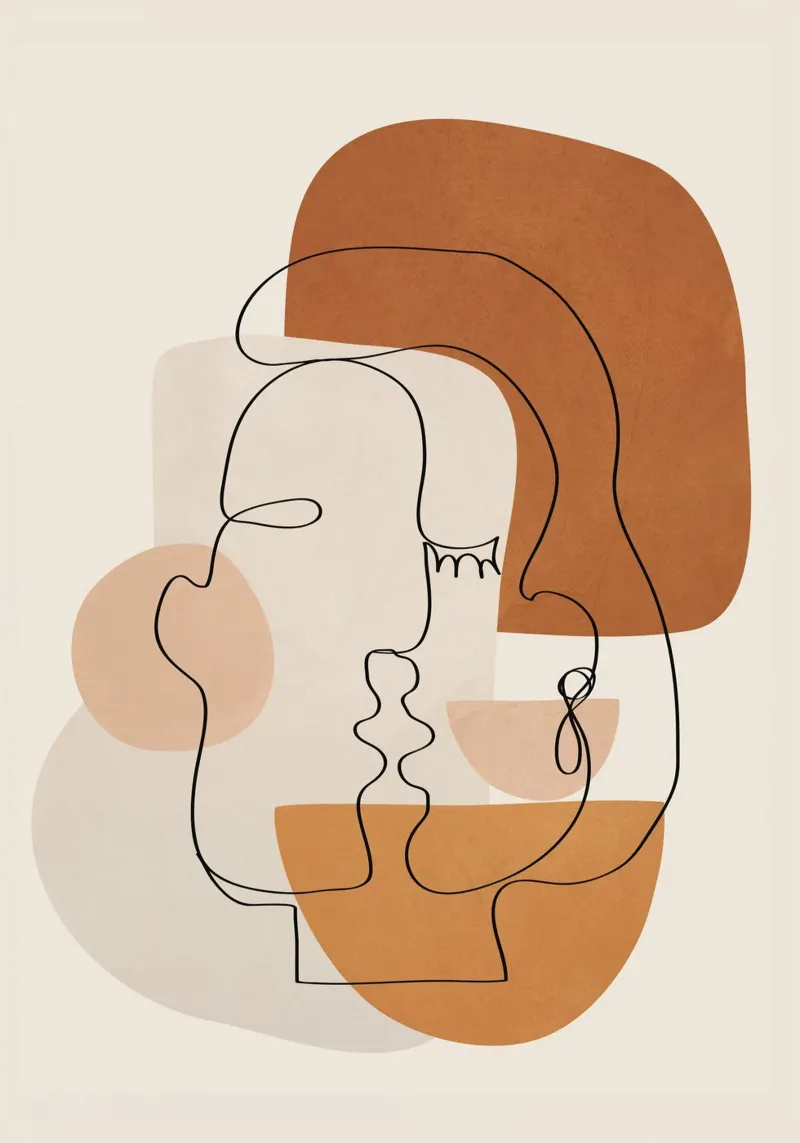 Abstract Clay Faces III poster con telaio in legno da cityart