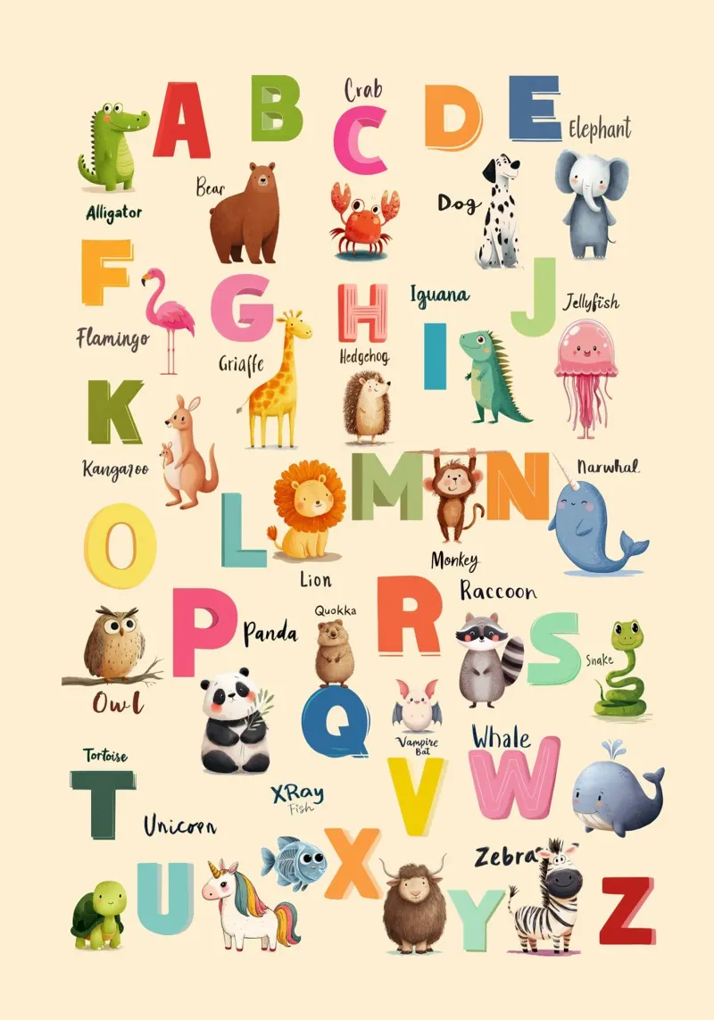 Alphabet Zoo poster con telaio in alluminio da Kiara