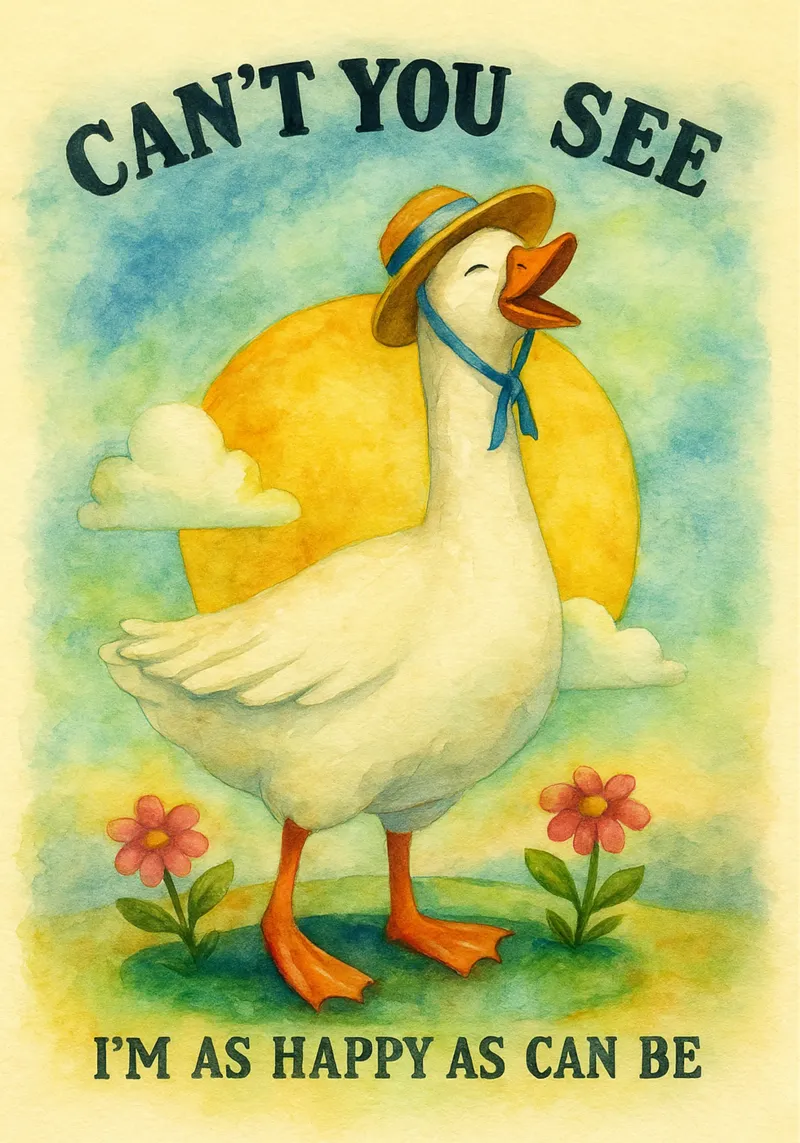 divertente dipinto del cigno poster con telaio in legno da bonangroads