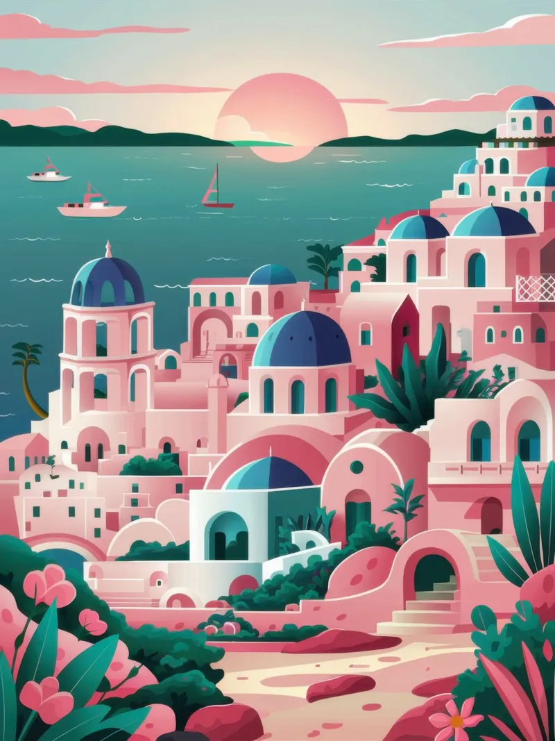 Santorini Sunset Dream poster da Irish Strokes
