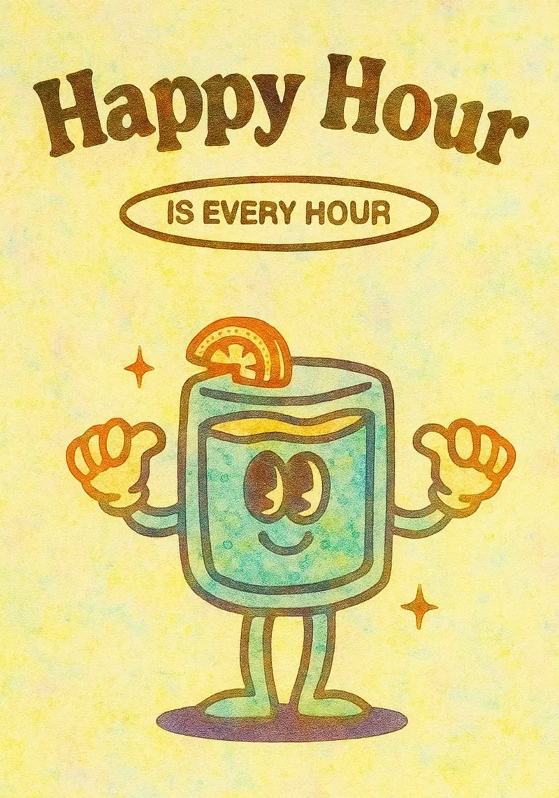 l'happy hour è ogni ora di pittura poster con telaio in plastica da bonangroads