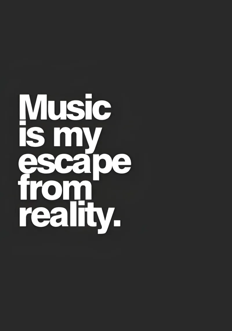 "Music my escape from reality." poster con telaio in plastica da Type & Tape