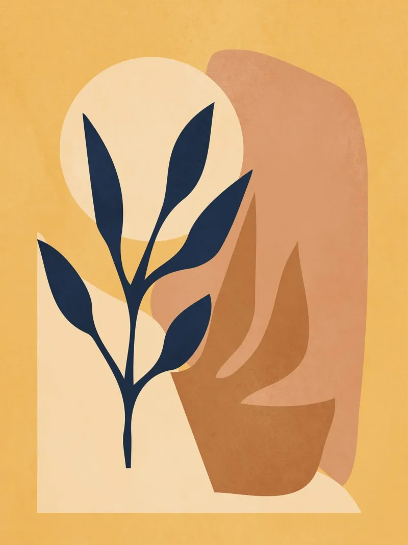 Forme morbide e sole poster con telaio in legno da LeaDArt