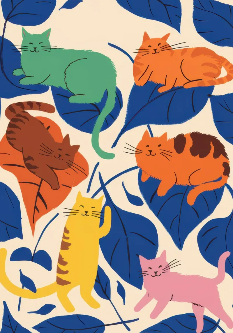 Cat in the Foliage canvas with Floater frame by Luna Aura