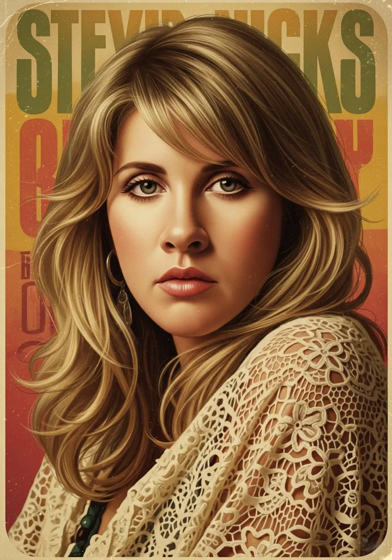 Stevie Nicks vintage #2 poster con telaio in legno da Lembayung art