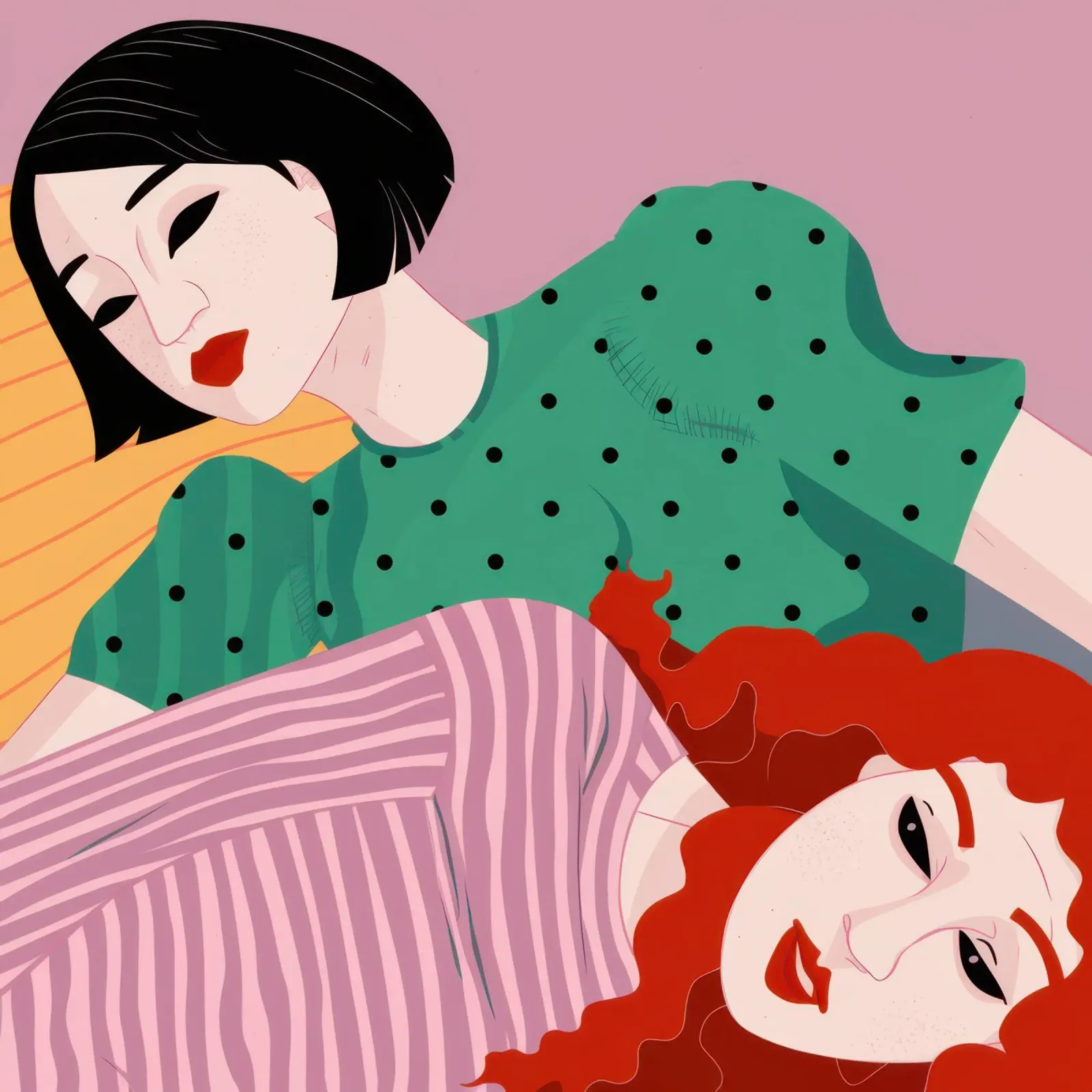Due donne che si rilassano poster da Irish Strokes