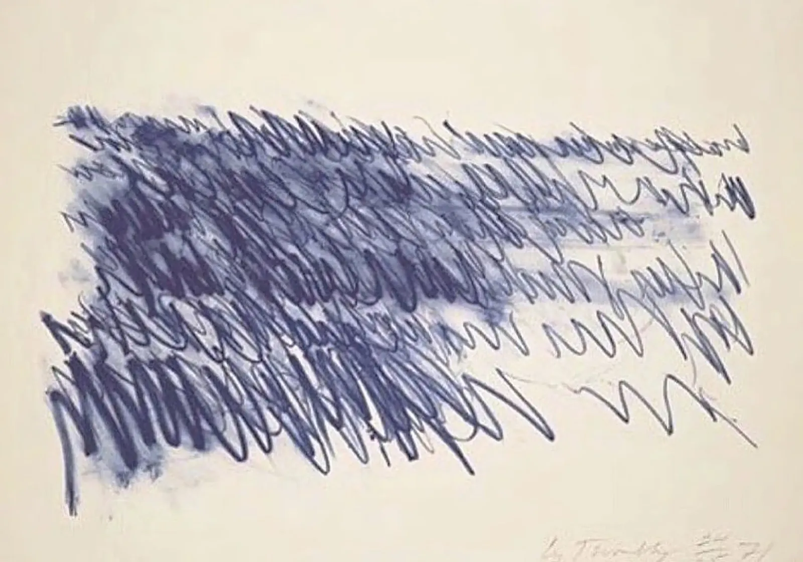 Cy Twombly Linea blu astratta poster con telaio in legno da coley
