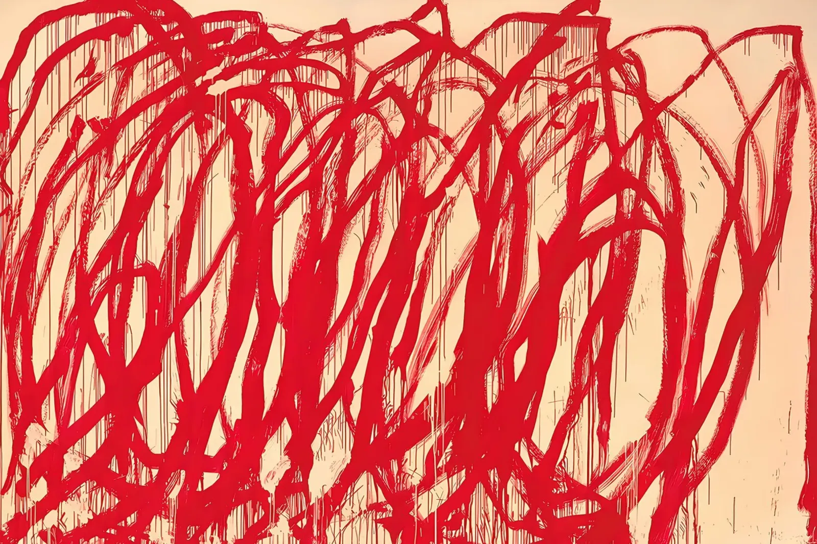 Cy Twombly Linea rossa poster con telaio in alluminio da coley