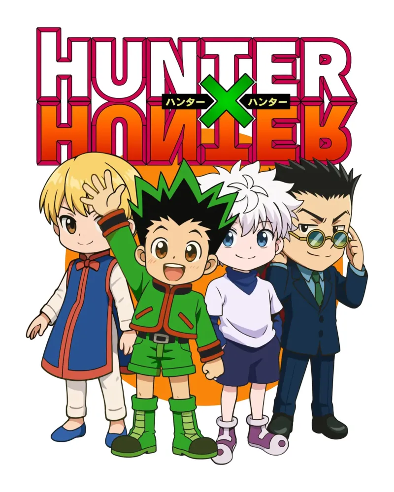 Stile Chibi Hunter X Hunter poster con telaio in alluminio da https://www.juniqe.com/uk/shop/Henndraws