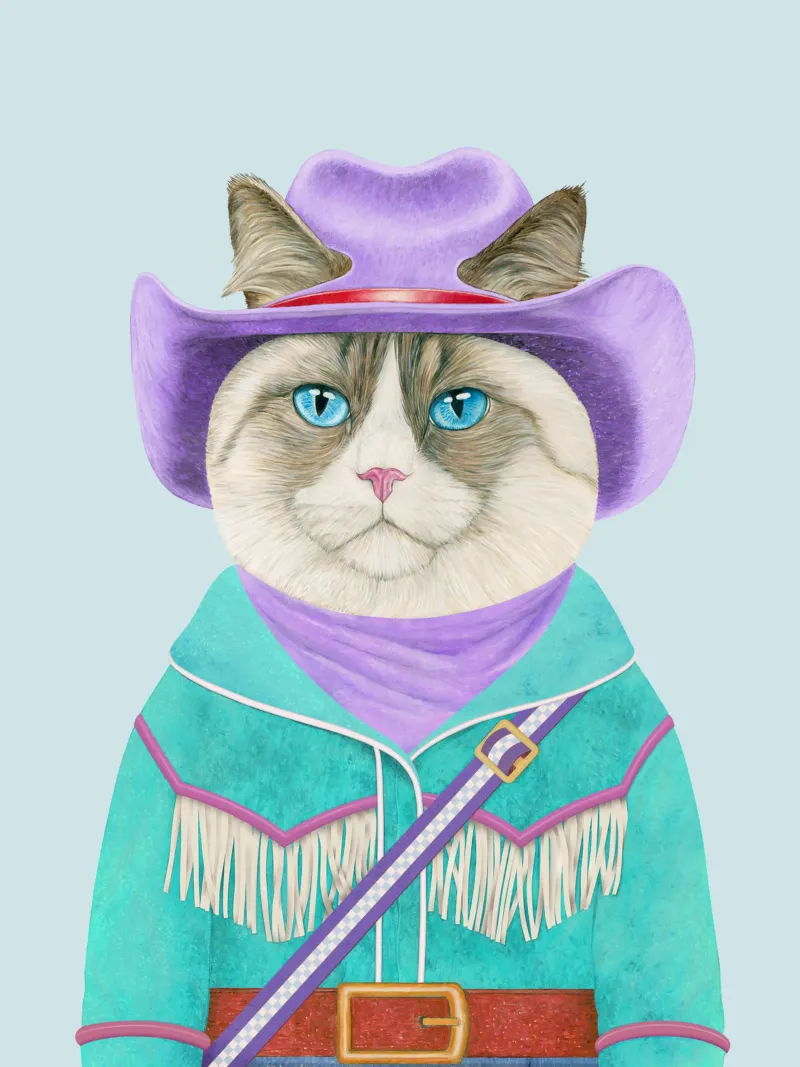 Rodeo Cat - Ragdoll Cat hahnemühle by Animal Crew