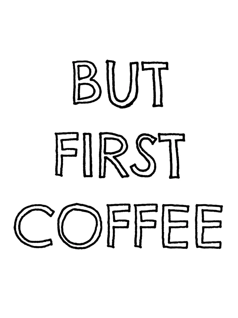 But First Coffee 4 poster con telaio in legno da The Type Club Tokyo