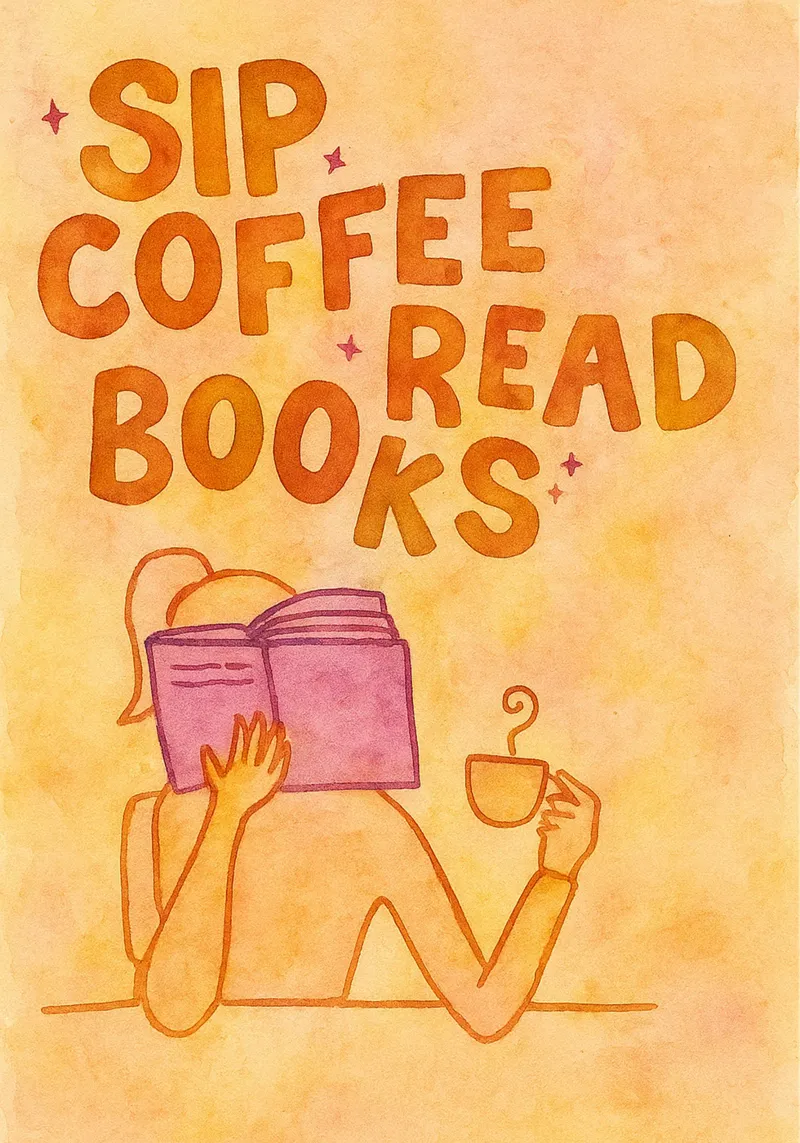 disegno di caffè e libri tela con Cornice a cassetta da muhidines