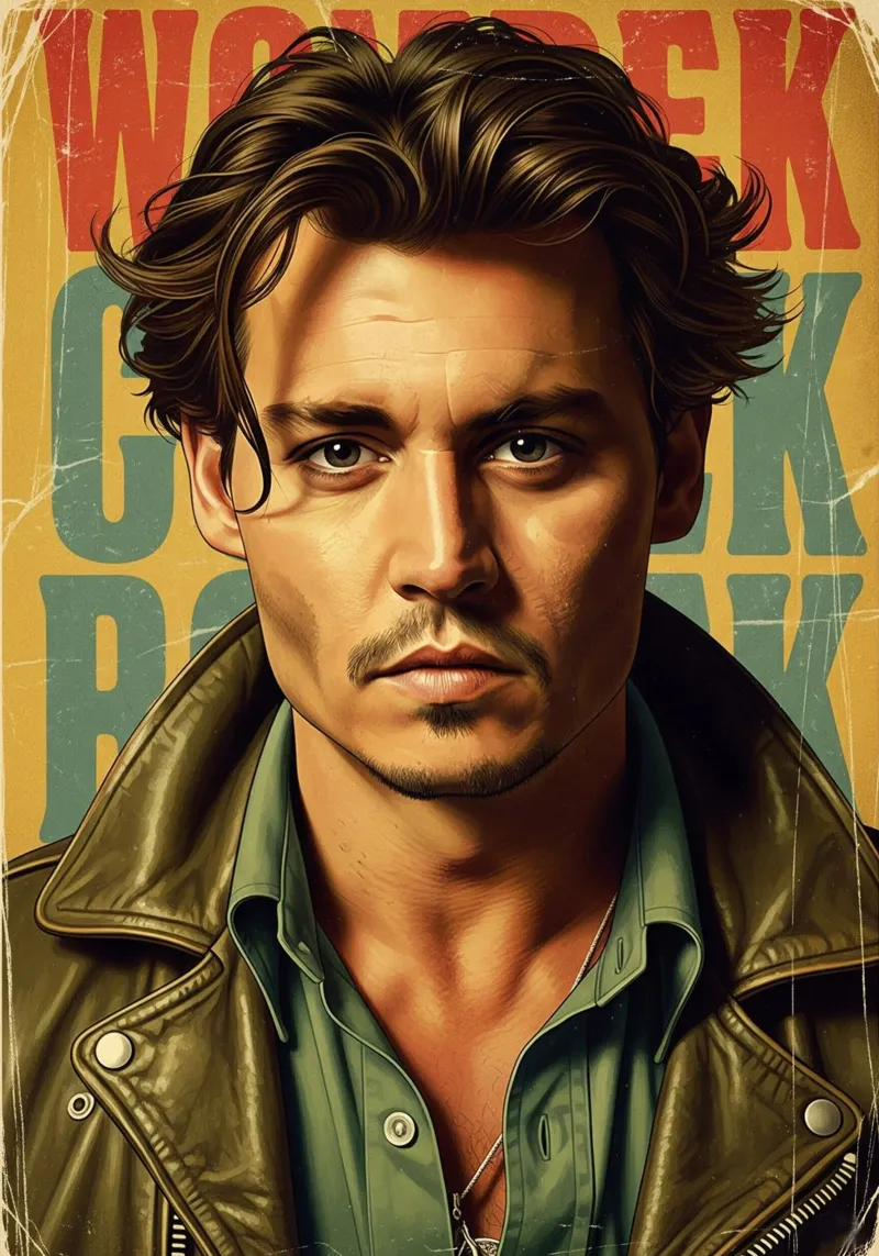 Johnny Depp vintage poster con telaio in alluminio da Lembayung art