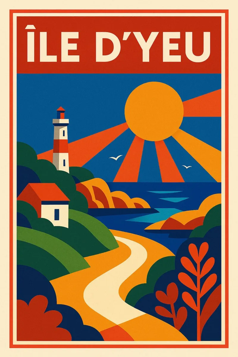 ÎLE D'YEU - Setting sun on the cliffs hahnemühle by JETLAG | affiches voyage