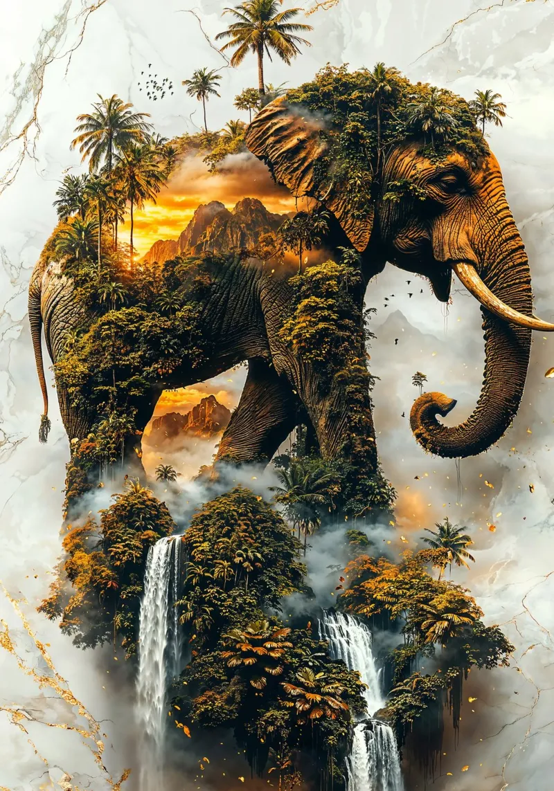 Elephant's Sacred Domain poster da Pixaverse