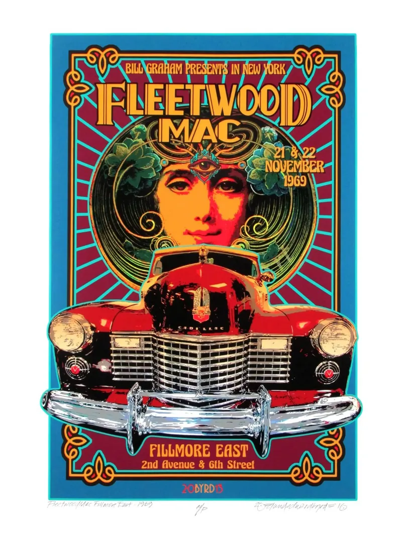Konzertband Fillmore East Fleetwood Mac Leinwand mit Schattenfugenrahmen von mbapesartur