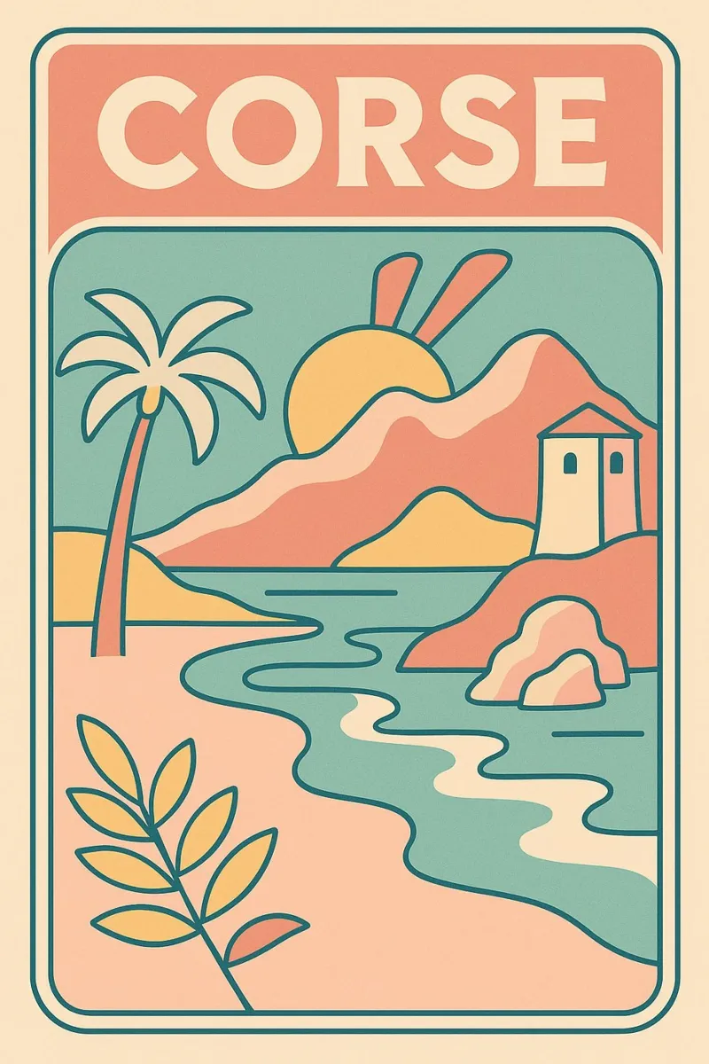 CORSICA - L'isola della bellezza in tenui colori pastello poster da JETLAG | affiches voyage