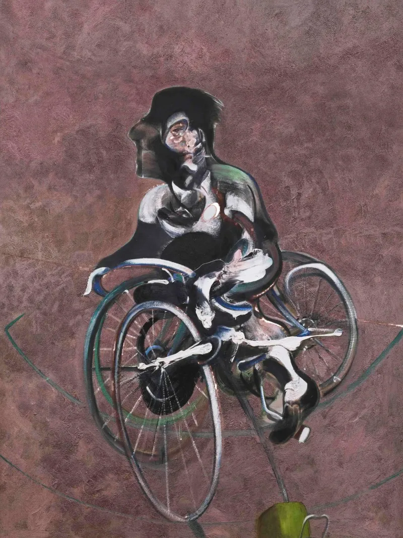 Ritratto di George Dyer in sella ad una bicicletta master poster da Collins Shop