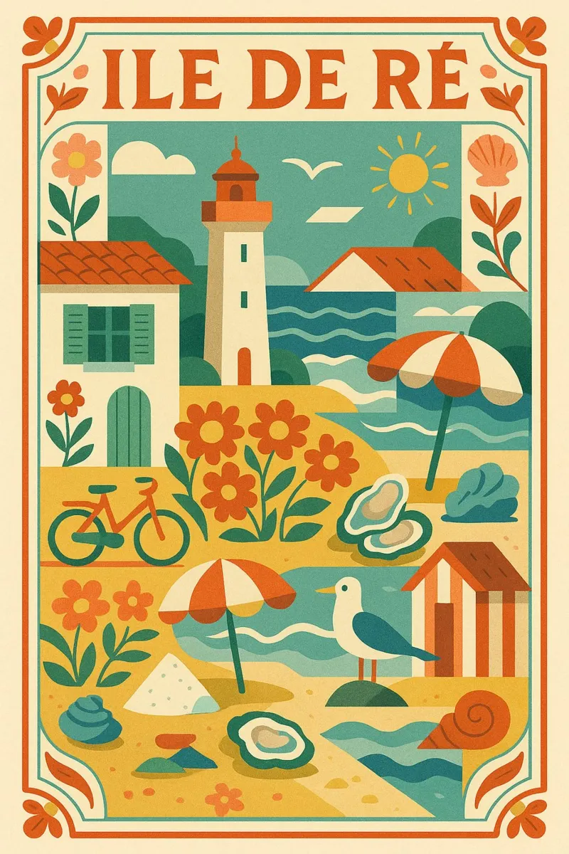 ILE DE RÉ - Lo spirito floreale dell'Atlantico poster con telaio in legno da JETLAG | affiches voyage