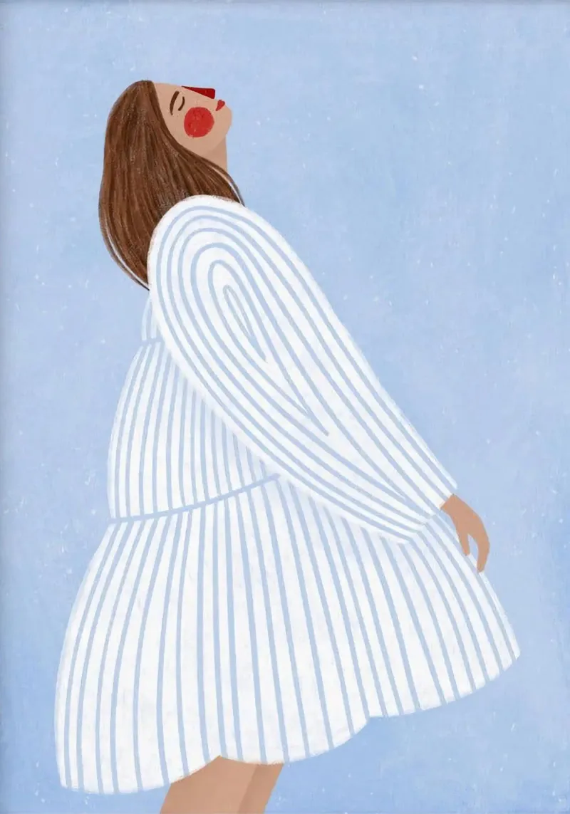 abito a righe bianche poster con telaio in alluminio da Louis Butler