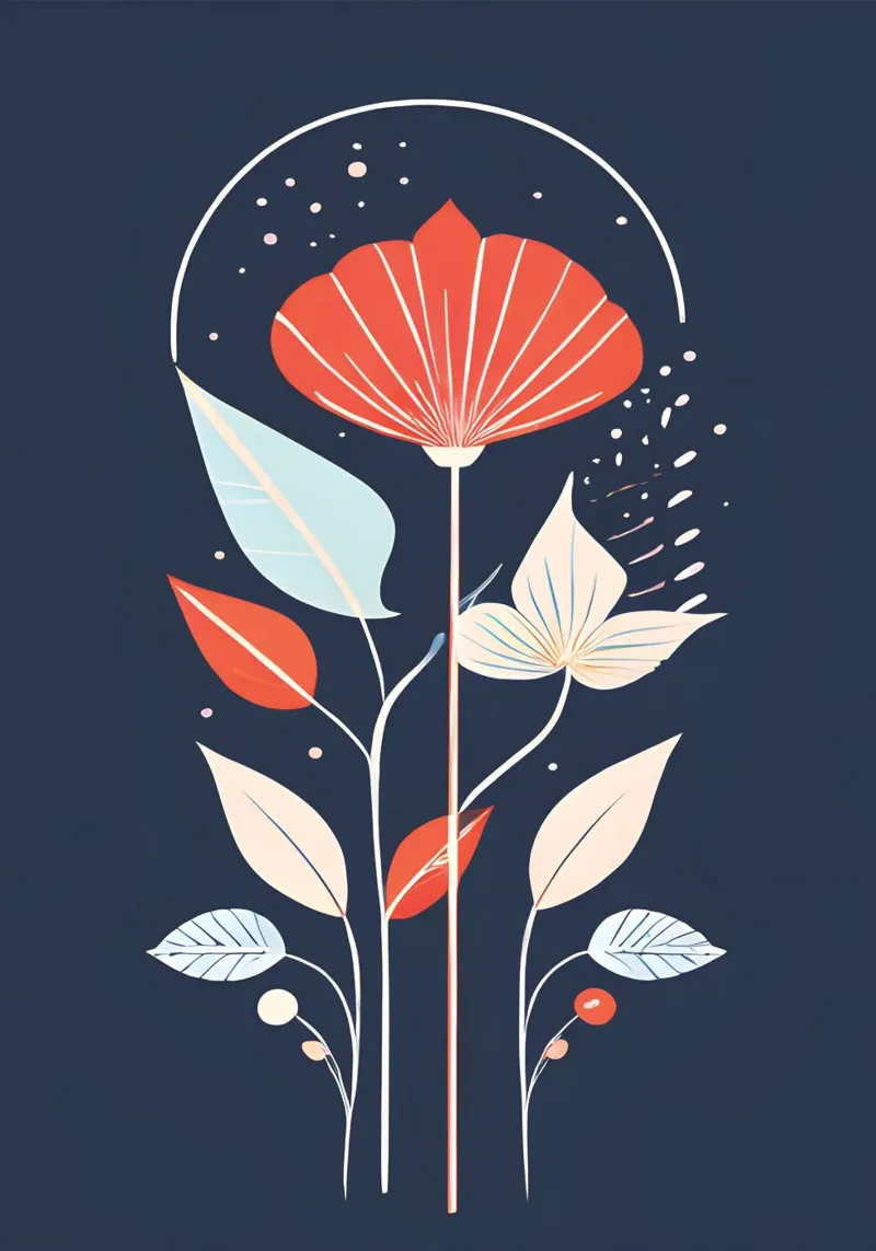 Floral Boho Modern poster con telaio in legno da vintageshop