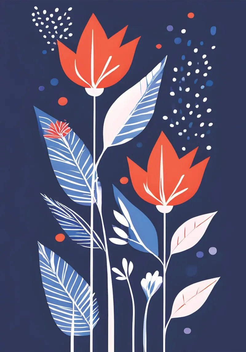 Floral Boho Modern 2 poster con telaio in legno da vintageshop