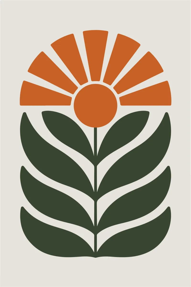Abstract Foliage Sunburst poster con telaio in alluminio da LisaArtes