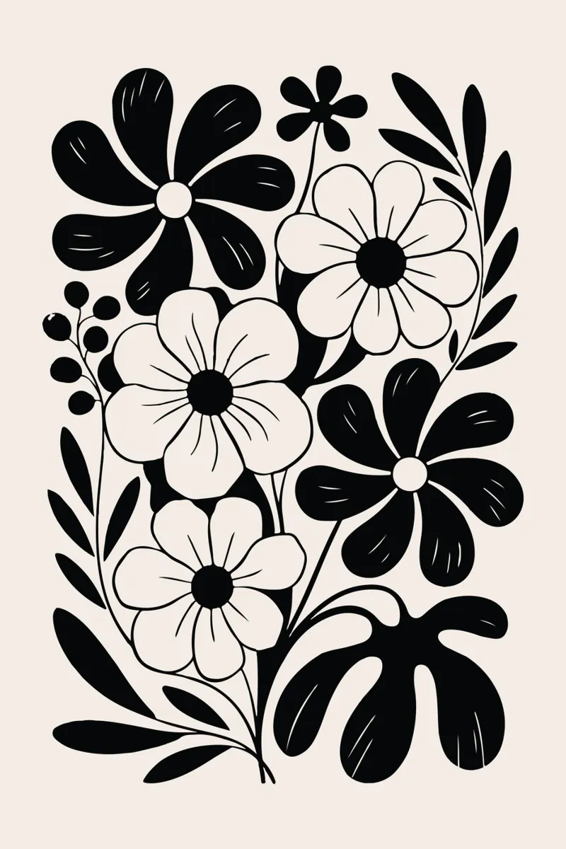 boho abstract flowers poster con telaio in alluminio da LisaArtes