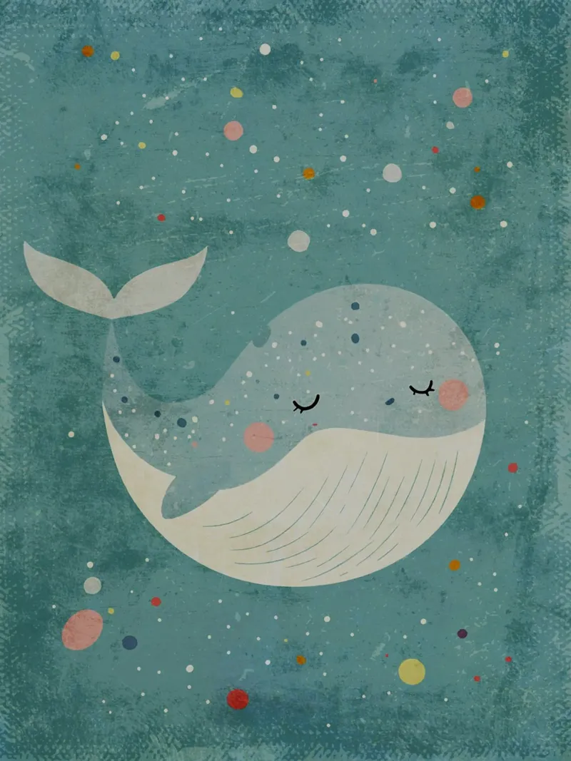 ballena bajo el agua ballena ojos cerrados poster con marco de plástico de Courtney Ohling