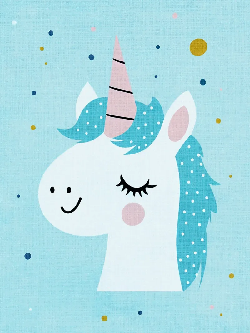 corno di unicorno criniera blu poster con telaio in plastica da Courtney Ohling