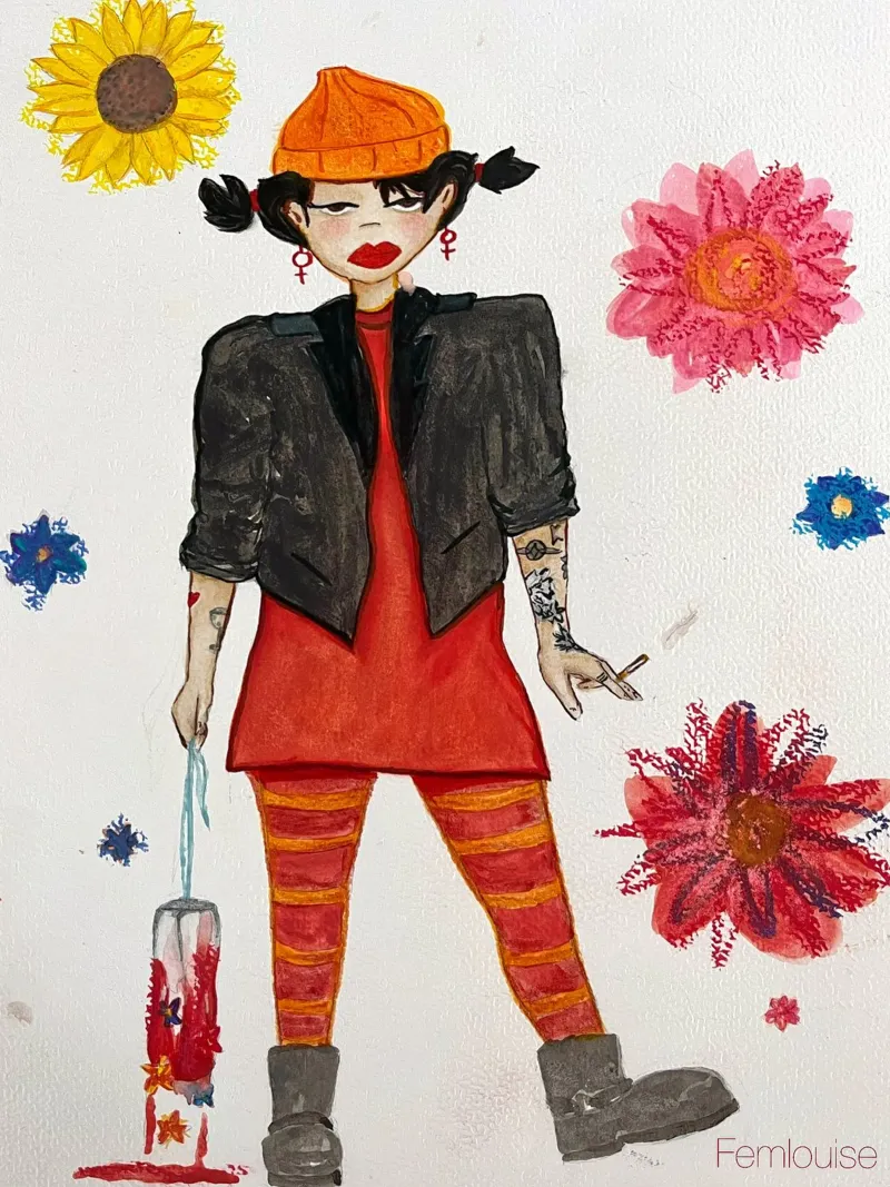 All grown up - Spinelli poster con telaio in legno da Femlouise.illustrations
