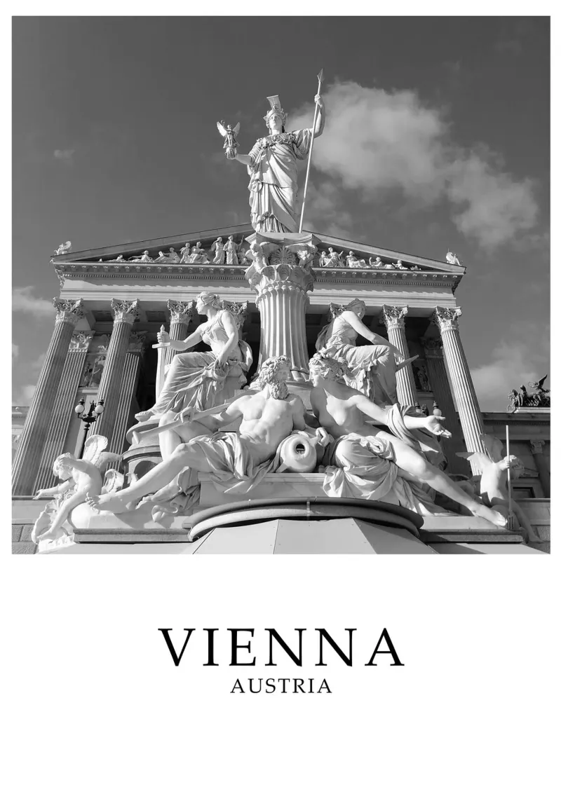 Vienna Austria Architettura Scena in scala di grigi pellicola backlit da Charnwood Prints