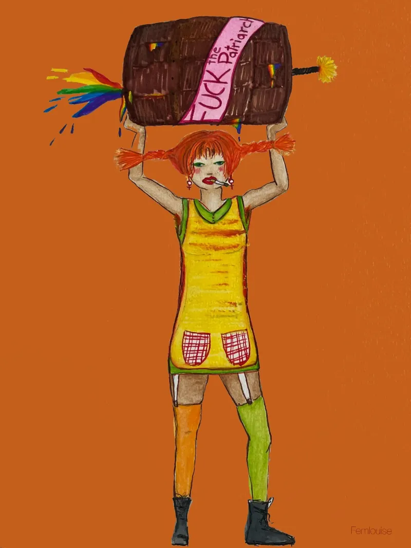 All grown up - Pippi poster con telaio in alluminio da Femlouise.illustrations